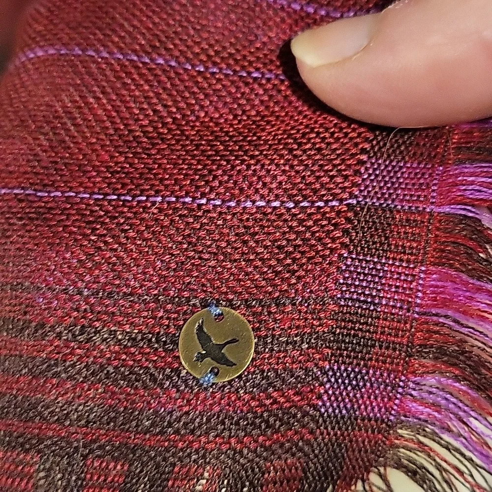 Eddie Bauer reversible scarf. The colors are brown, burgandy, and a fushia. - Picture 5 of 5